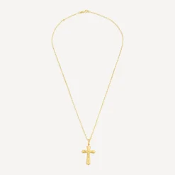 9ct Yellow Gold Cross Pendant (Chain Included)