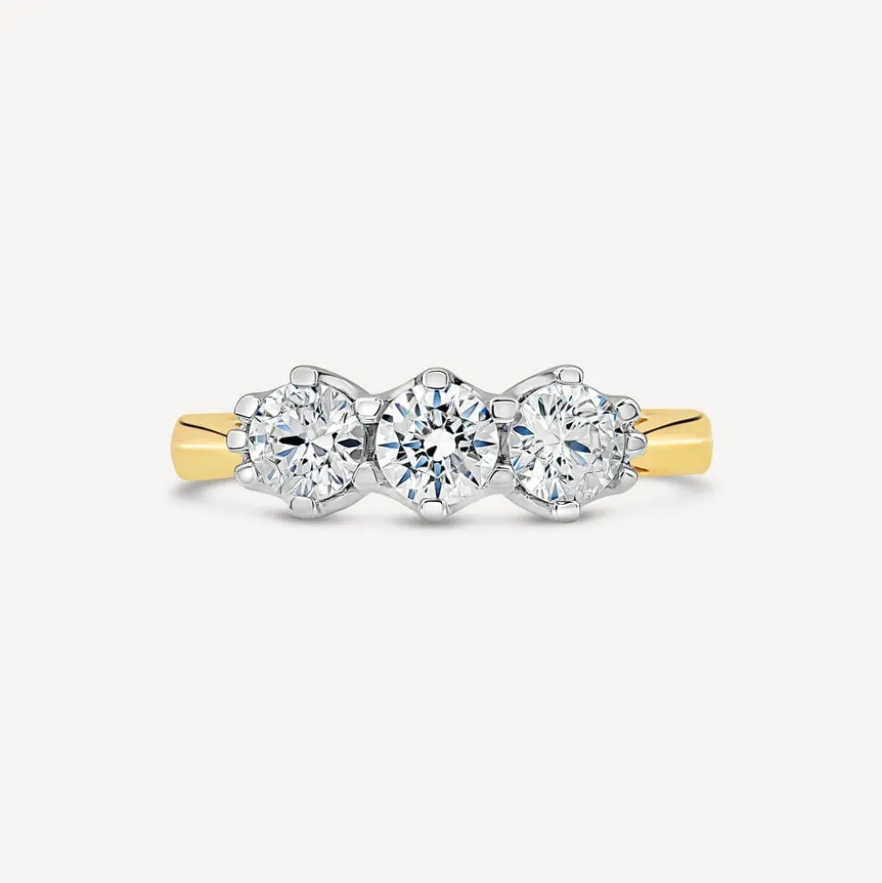 18ct Yellow Gold 1ct 3 Stone Diamond Ring