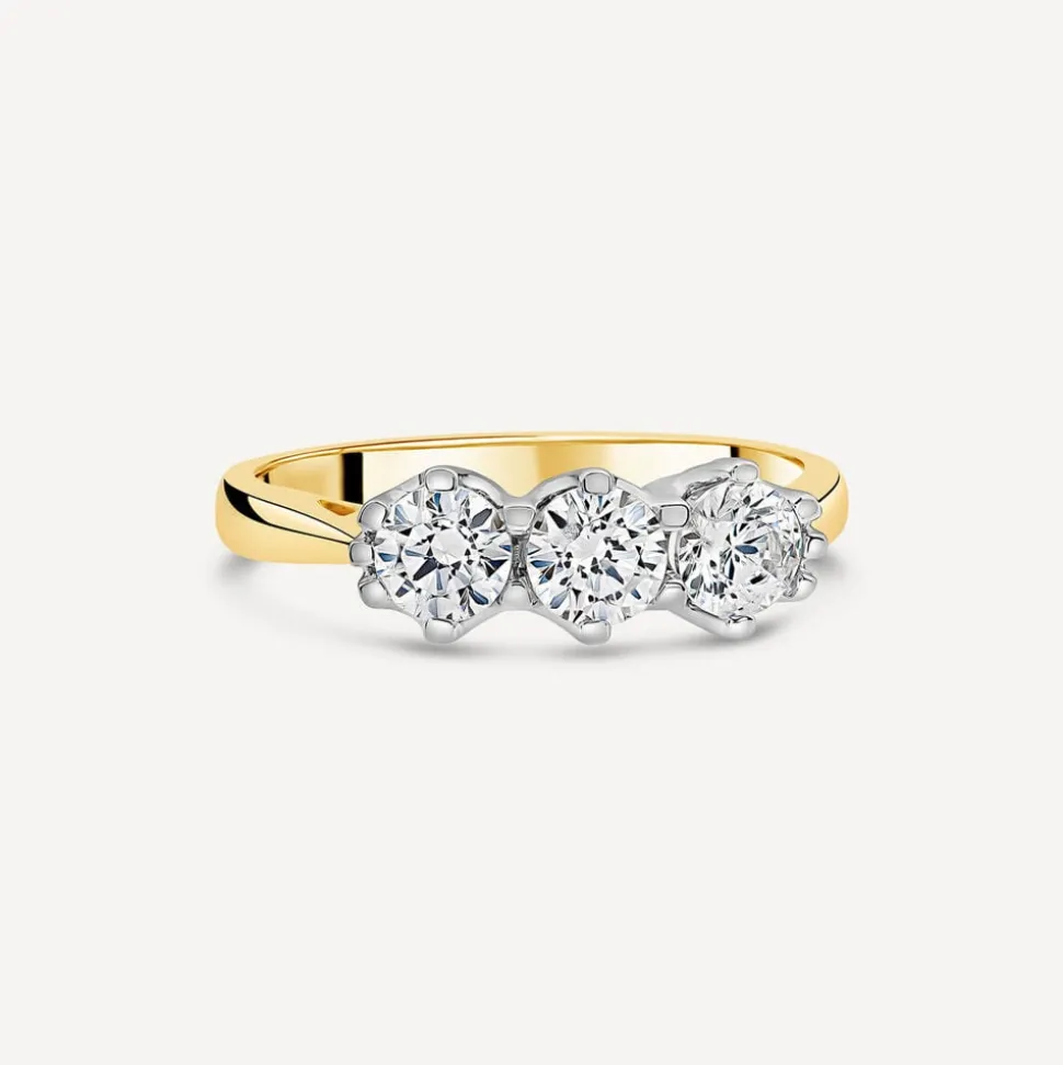18ct Yellow Gold 1ct 3 Stone Diamond Ring