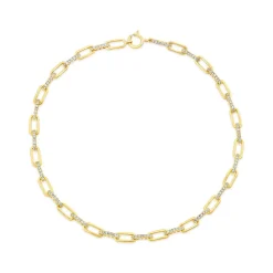 9ct Yellow Gold 0.40ct Diamond Paperlink Bracelet
