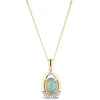 9ct Yellow Gold 0.08ct Diamond & Opal Pendant