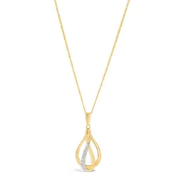 9ct Yellow Gold 0.04ct Diamond Four Strand and Open Sphere Pendant