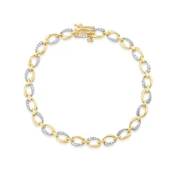 9ct Yellow Gold 0.50ct Diamond & Polished Link Bracelet