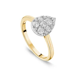 9ct Yellow Gold 0.50ct Diamond Cluster Pear Shaped Ring