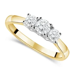 18ct Yellow Gold 0.75ct Diamond Trilogy Tulip Setting Ring