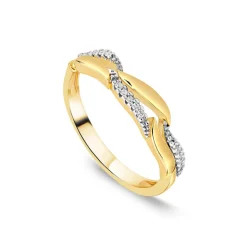 9ct Yellow Gold 0.07ct Diamond Polished Wave Ring