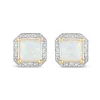 9ct Yellow Gold 0.02ct Diamond Frame Opal Earrings