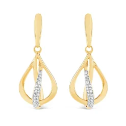 9ct Yellow Gold 0.07ct Diamond Four Strand and Open Sphere Drop Earrings