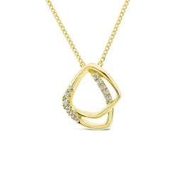 9ct Yellow Gold 0.06ct Diamond Set Double Shapes Necklet