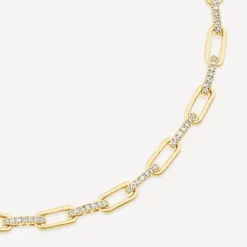 9ct Yellow Gold 0.40ct Diamond Paperlink Bracelet