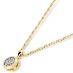 9ct Yellow Gold 0.15ct Diamond Illusion Rubover Pendant