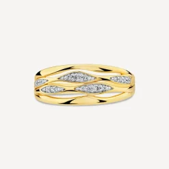 9ct Yellow Gold 0.10ct Diamond Set Weave Dress Ring