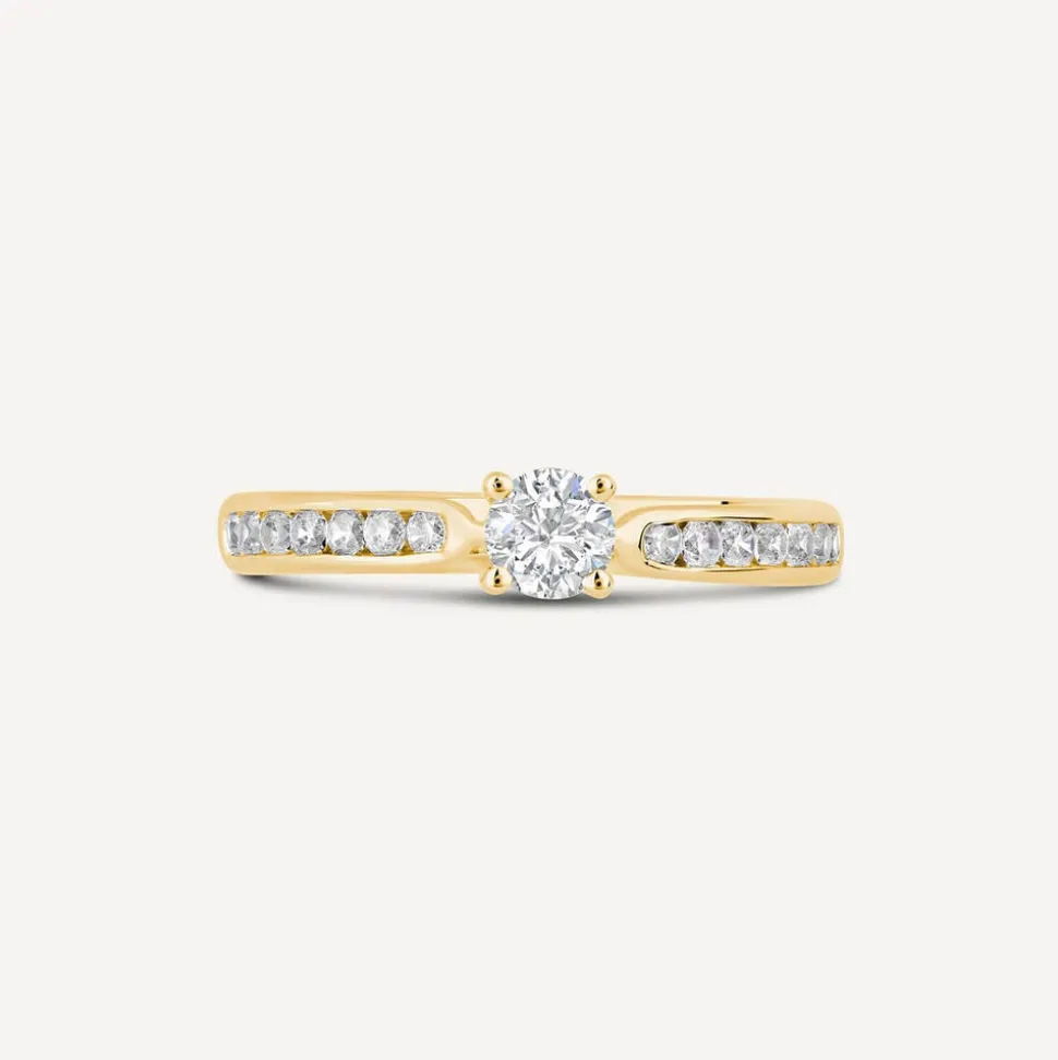 18ct Yellow Gold 0.50ct Diamond Tulip Setting Shoulders Ring