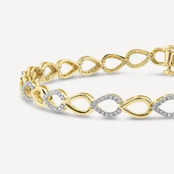 9ct Yellow Gold 0.58ct Diamond & Polished Teardrop Bracelet