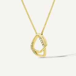 9ct Yellow Gold 0.06ct Diamond Set Double Shapes Necklet