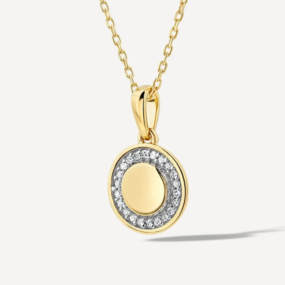 9ct Yellow Gold 0.05ct Diamond Circle Disc Pendant