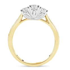 18ct Yellow Gold 0.75ct Diamond Trilogy Tulip Setting Ring