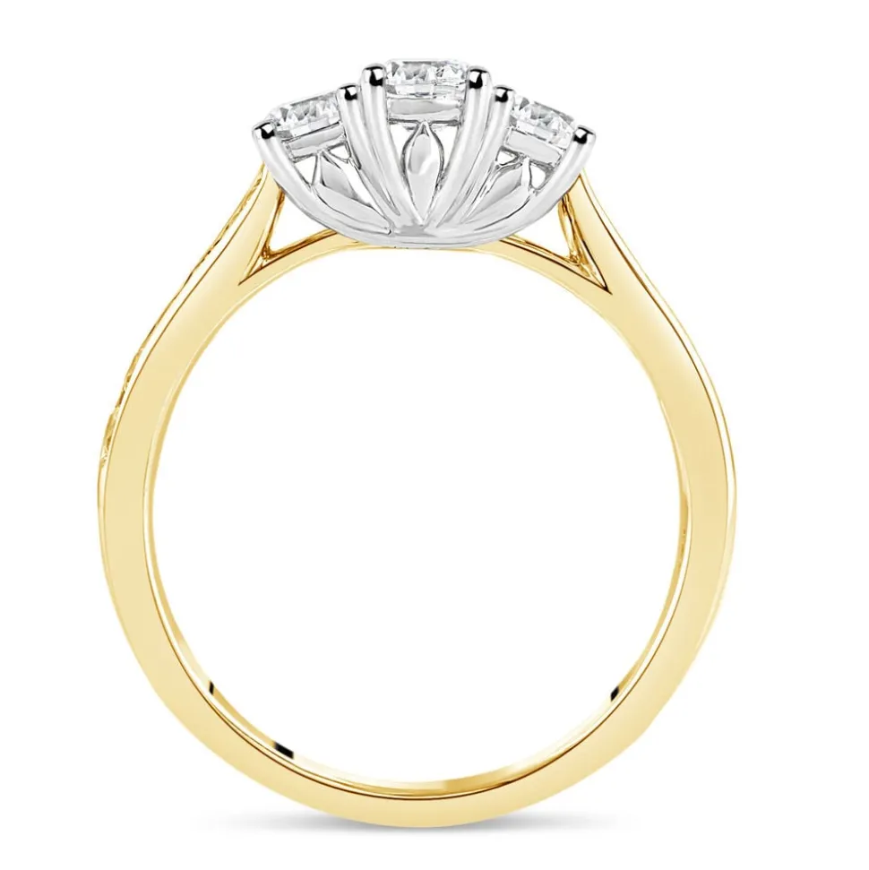 18ct Yellow Gold 0.75ct Diamond Trilogy Tulip Setting Ring