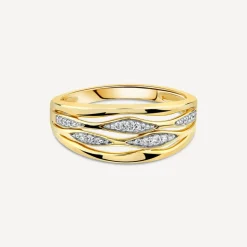9ct Yellow Gold 0.10ct Diamond Set Weave Dress Ring