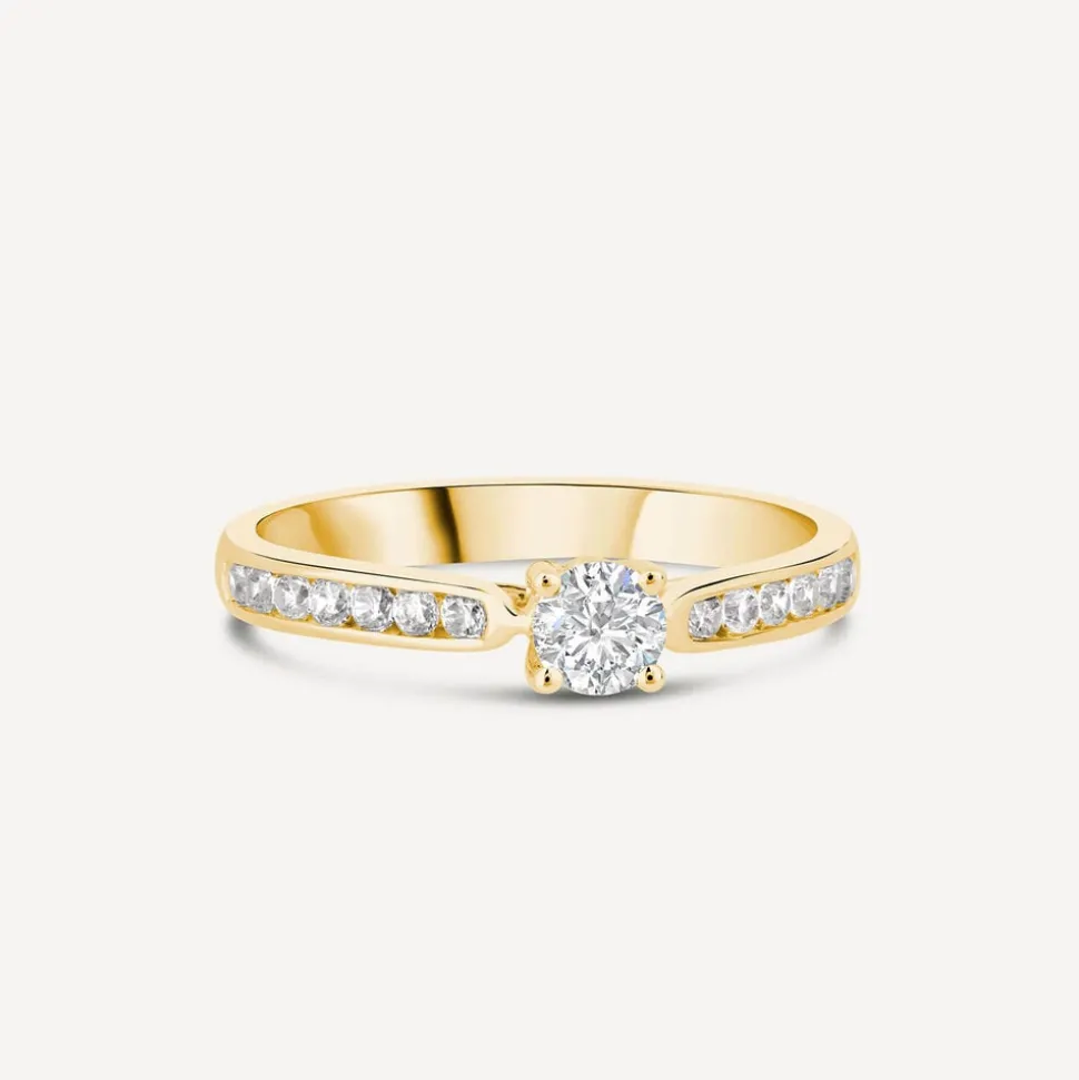 18ct Yellow Gold 0.50ct Diamond Tulip Setting Shoulders Ring