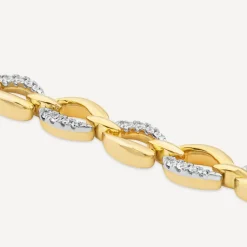 9ct Yellow Gold 0.50ct Diamond & Polished Link Bracelet