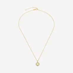 9ct Yellow Gold 0.05ct Diamond Circle Disc Pendant