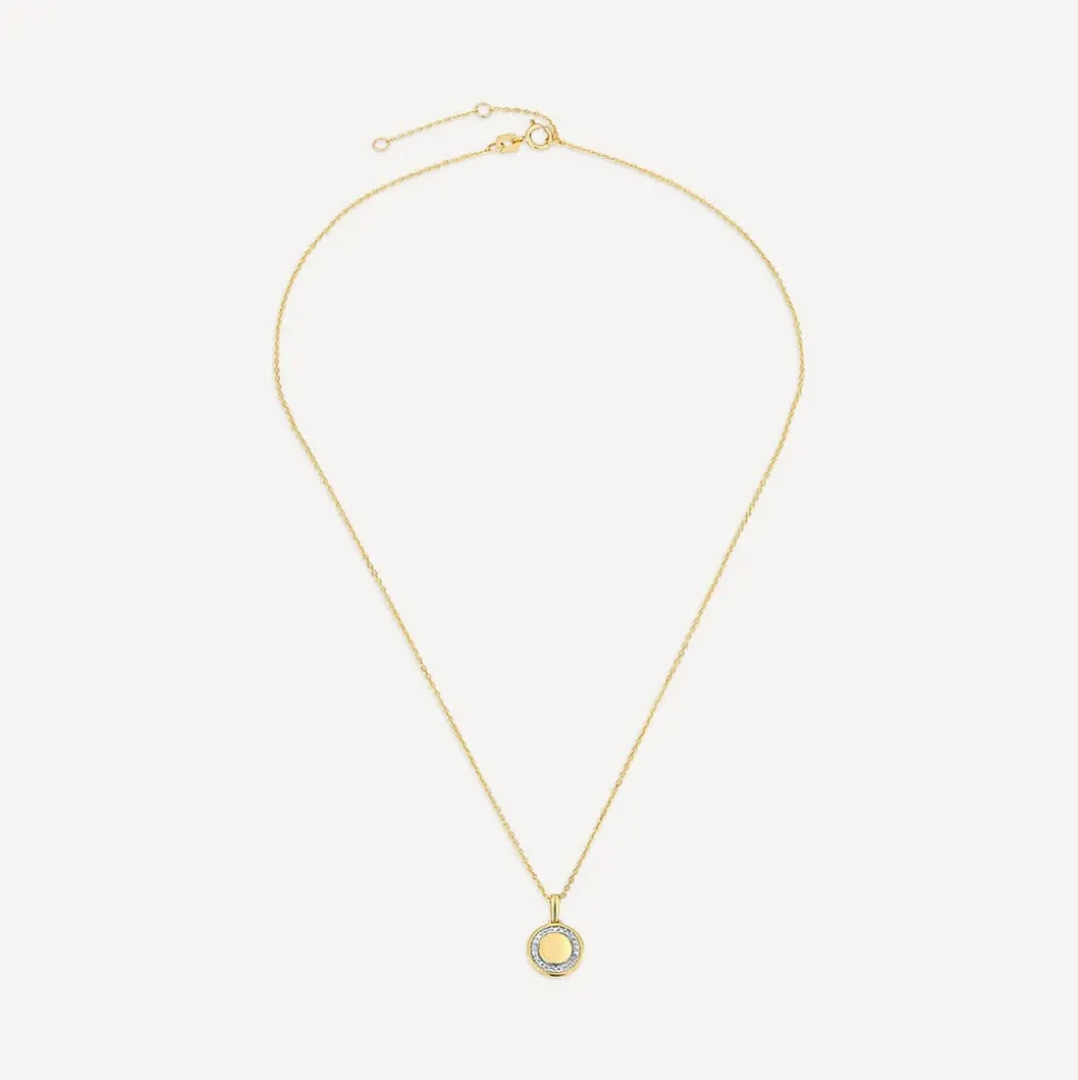 9ct Yellow Gold 0.05ct Diamond Circle Disc Pendant