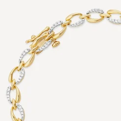 9ct Yellow Gold 0.50ct Diamond & Polished Link Bracelet
