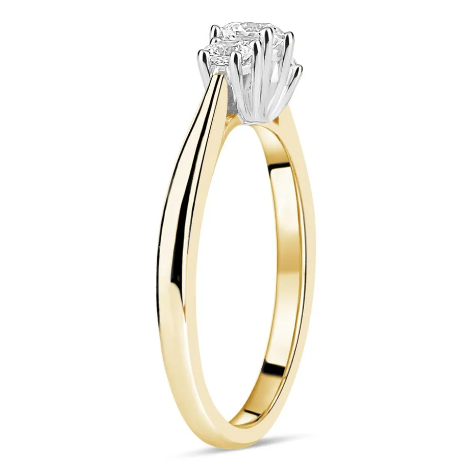 18ct Yellow Gold 0.33ct Diamond Trilogy Tulip Setting Ring