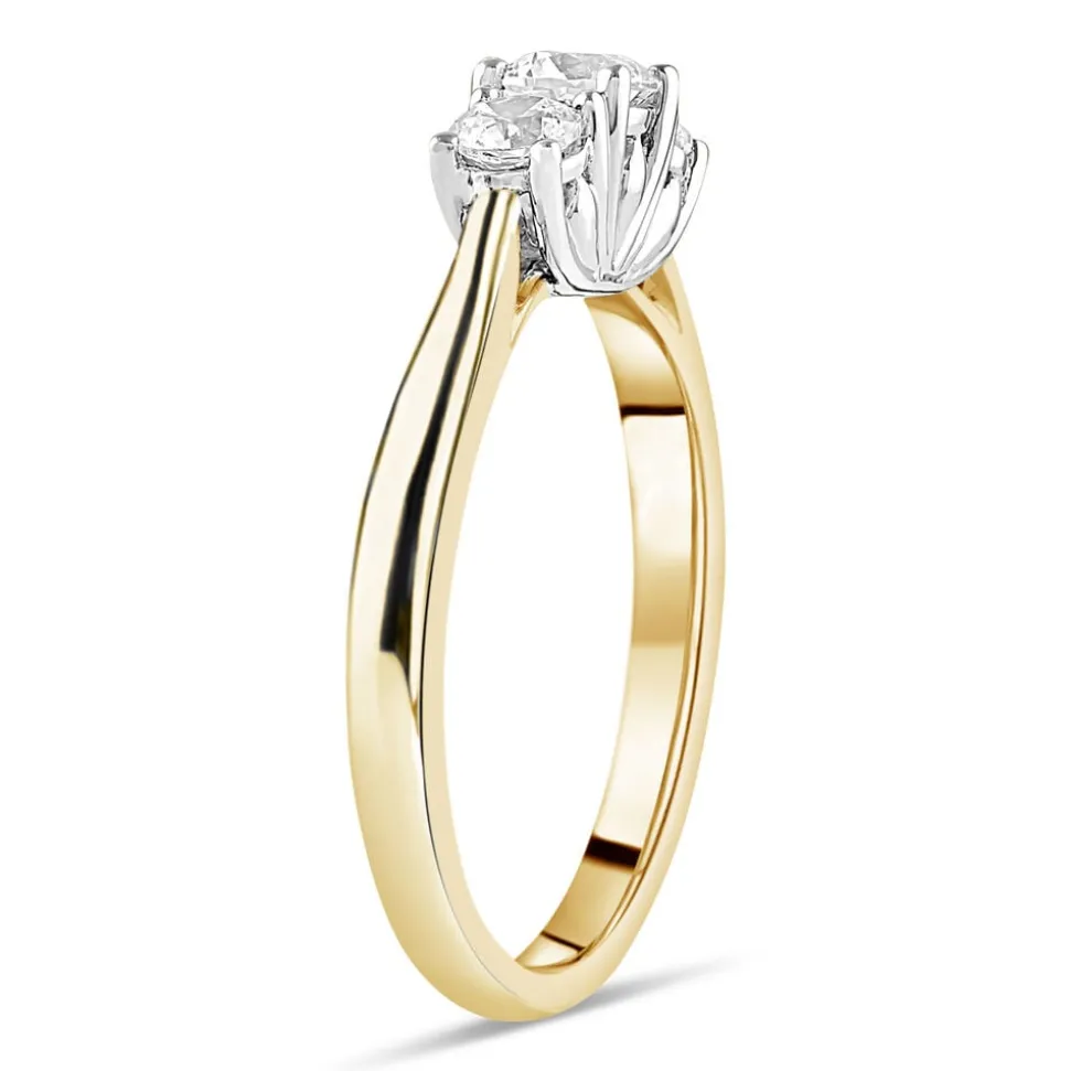 18ct Yellow Gold 0.75ct Diamond Trilogy Tulip Setting Ring