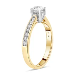 18ct Yellow Gold 0.75ct Diamond Four Claw Tulip Setting Ring