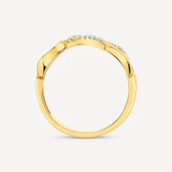 9ct Yellow Gold 0.07ct Diamond Polished Wave Ring