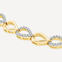 9ct Yellow Gold 0.58ct Diamond & Polished Teardrop Bracelet