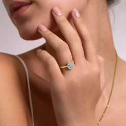 9ct Yellow Gold 0.50ct Diamond Cluster Pear Shaped Ring