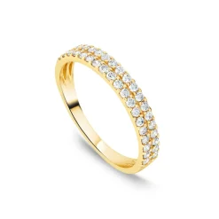 9ct Yellow Gold 0.38ct Double Row Claw Set Diamond Eternity Ring