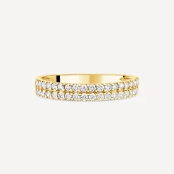 9ct Yellow Gold 0.38ct Double Row Claw Set Diamond Eternity Ring