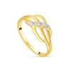 9ct Yellow Gold 0.01ct Pave Diamond Crossover Three Strand Ring