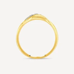 9ct Yellow Gold 0.01ct Pave Diamond Crossover Three Strand Ring