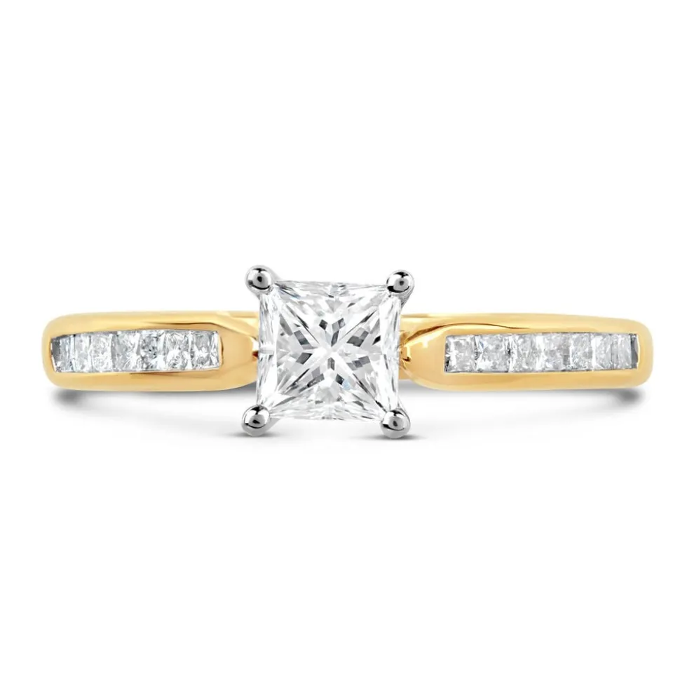 18ct Yellow Gold 0.75ct Princess Diamond Tulip Setting Ring