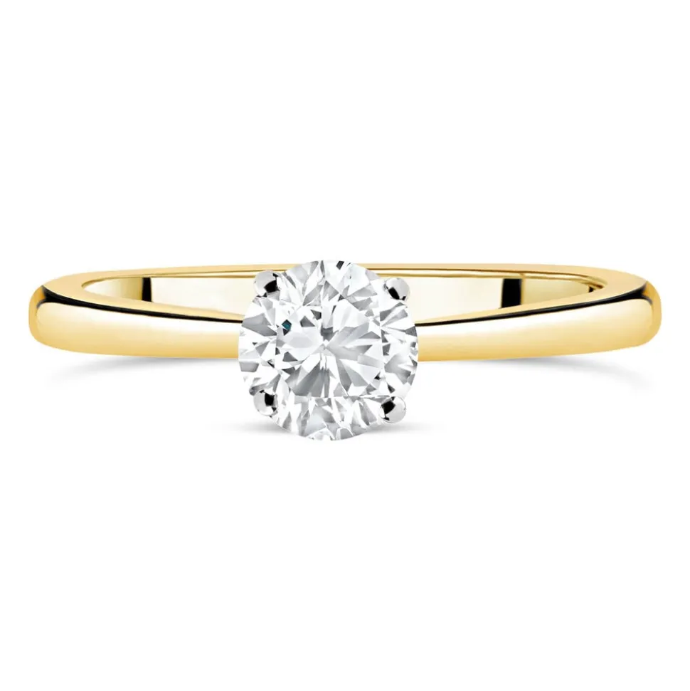 18ct Yellow Gold 0.75ct Round Diamond Tulip Setting Ring