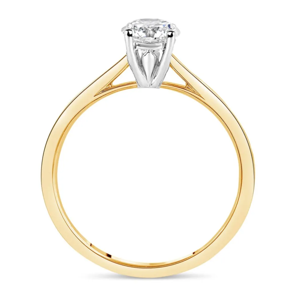 18ct Yellow Gold 0.75ct Round Diamond Tulip Setting Ring