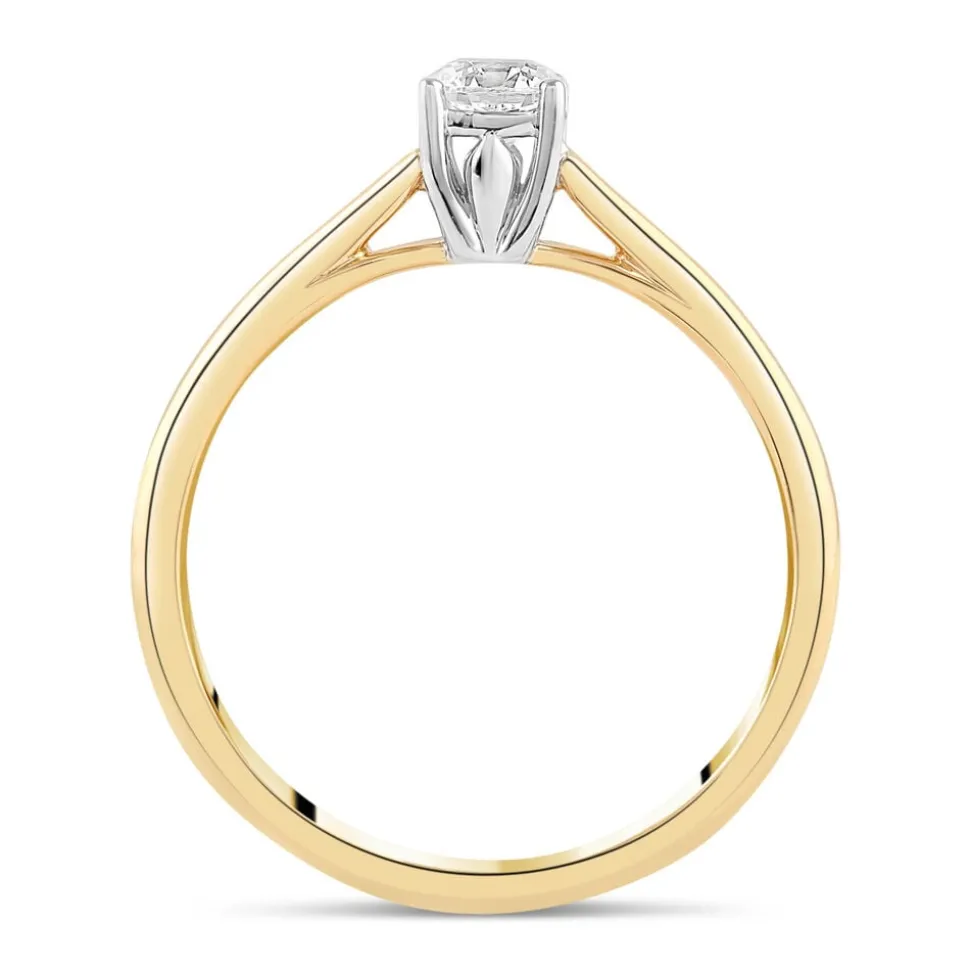 18ct Yellow Gold 0.33ct Round Diamond Tulip Setting Ring