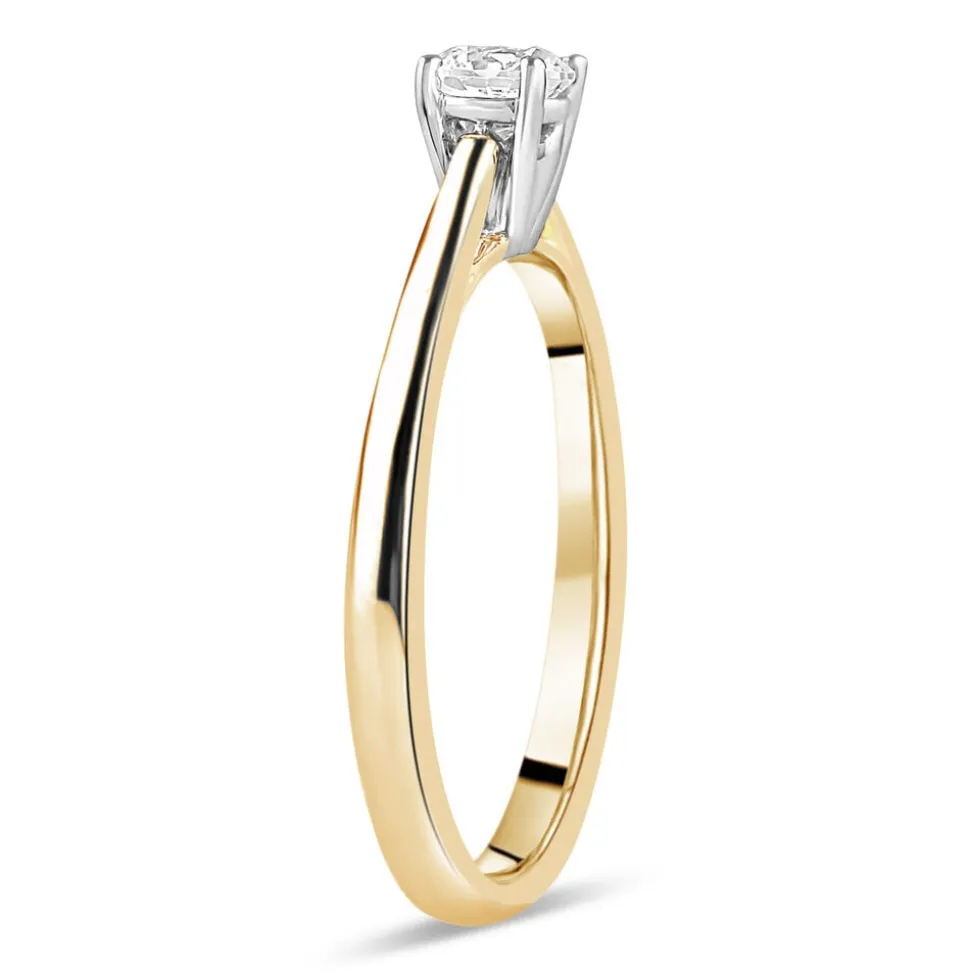 18ct Yellow Gold 0.25ct Round Diamond Tulip Setting Ring