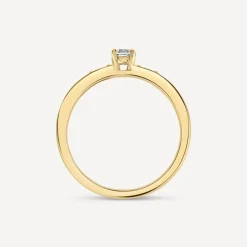 18ct Yellow Gold 0.37ct Solitaire & Baguette Shoulders Diamond Engagement Ring