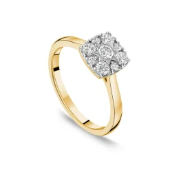 9ct Yellow Gold 0.50ct Square Cluster Diamond Ring