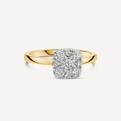9ct Yellow Gold 0.50ct Square Cluster Diamond Ring