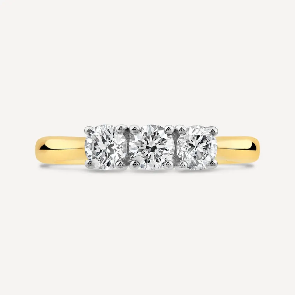 18ct Yellow Gold 0.75ct Three Stones Diamond Ring