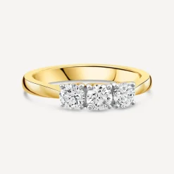 18ct Yellow Gold 0.75ct Three Stones Diamond Ring