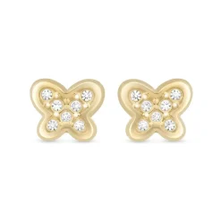 9ct Yellow Gold Cubic Zirconia Set Kid&rsquo;s Butterfly Stud Earrings