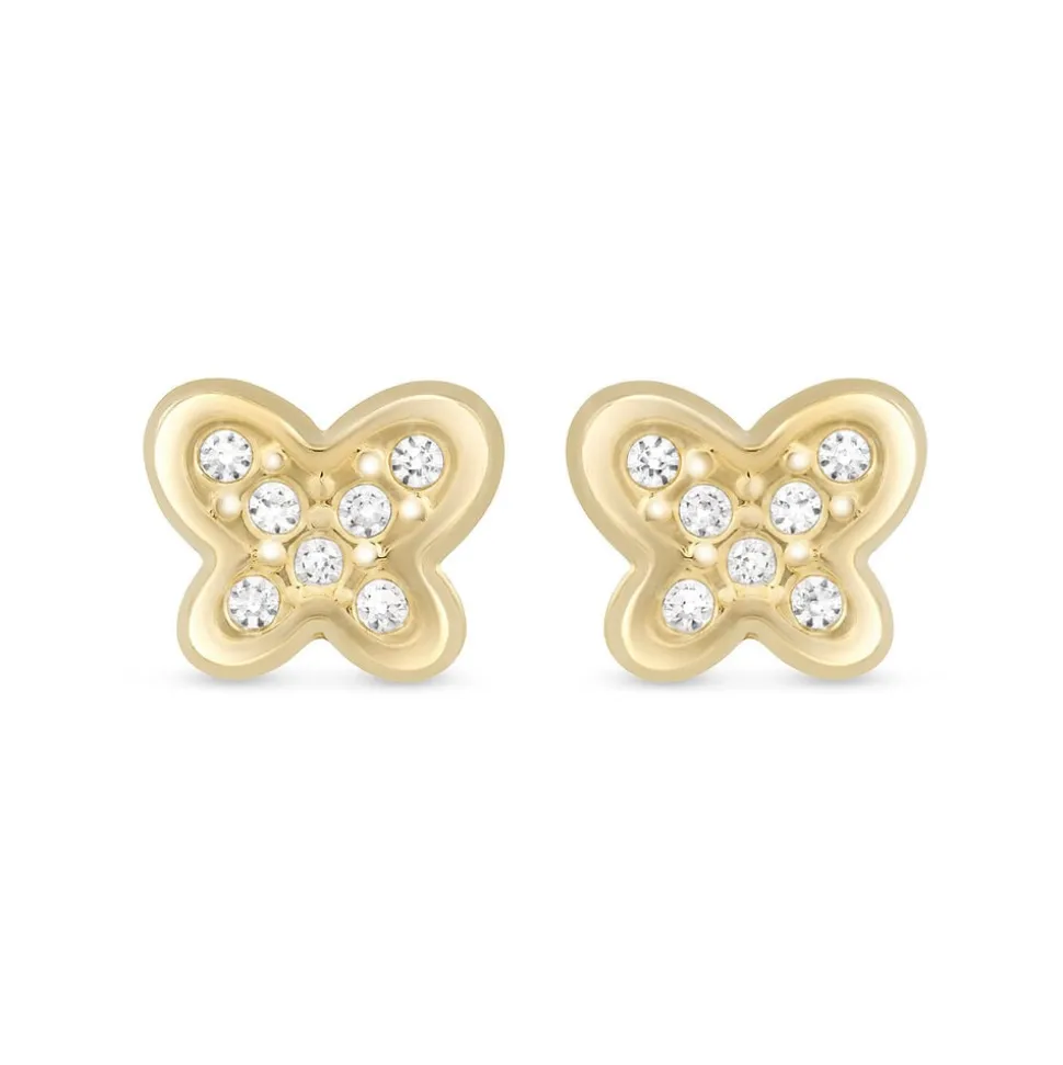 9ct Yellow Gold Cubic Zirconia Set Kid’s Butterfly Stud Earrings